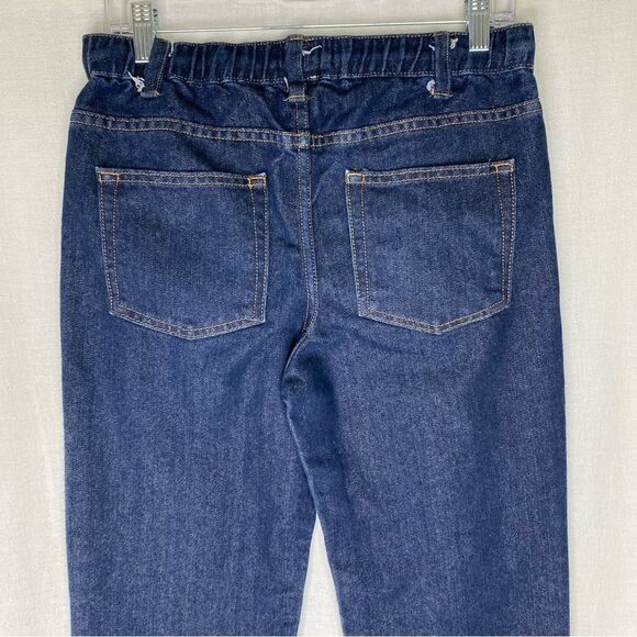 Old Navy Blue Denim Elastic Waist Drawstring Pull On Straight Jeans 14 XXL - Picture 6 of 9